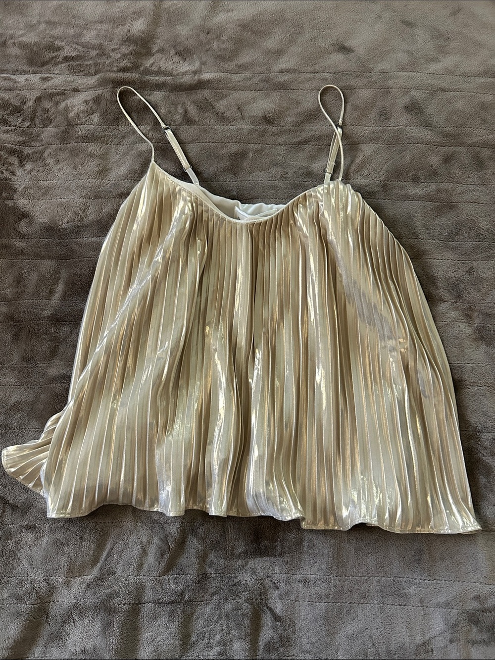 Abercrombie & Fitch Metallic Pleated Spaghetti-Strap Camisole - Champagne Gold